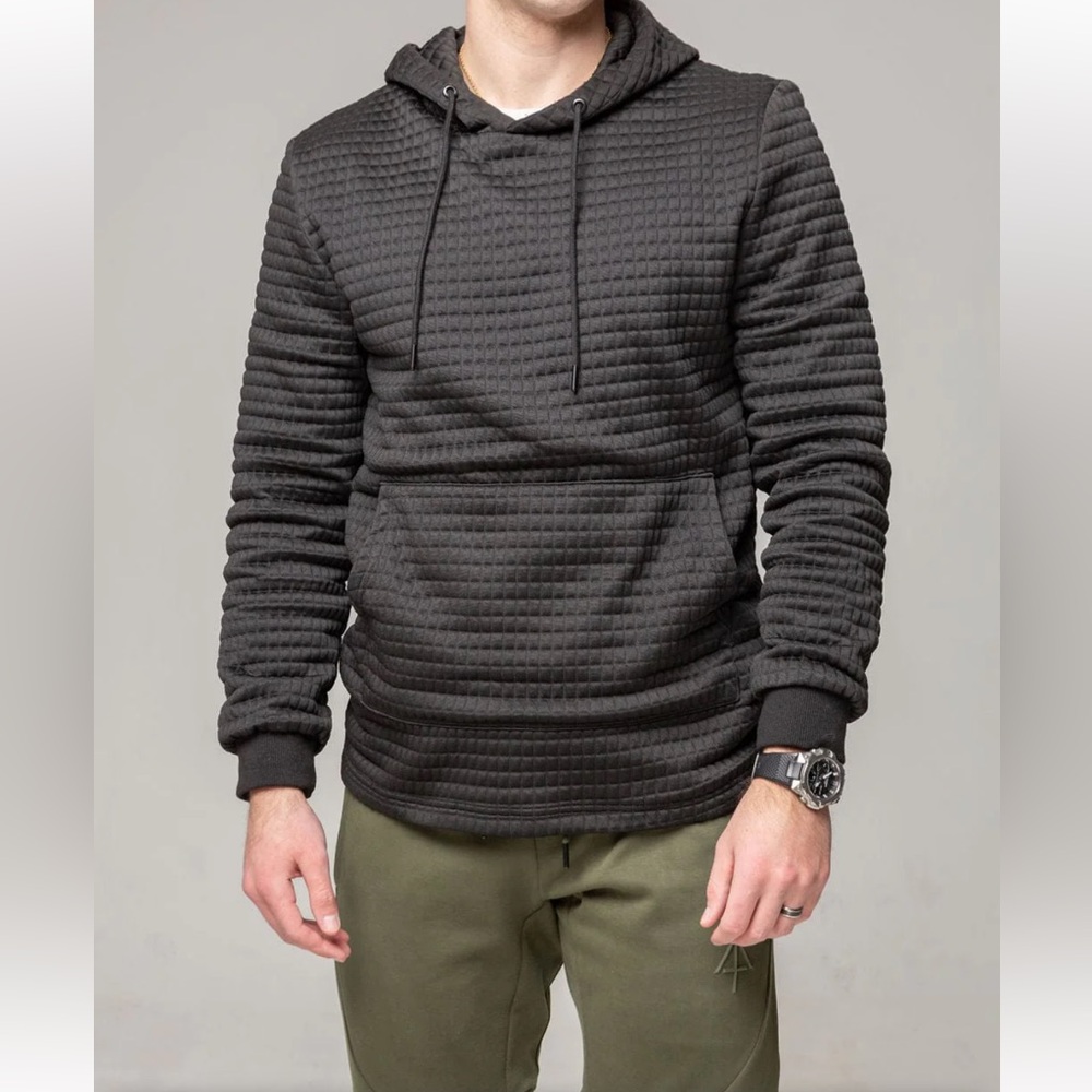 Men's Black Quilted Hoodie